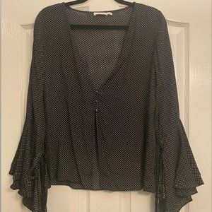 Black and White Polka Dot Long Sleeve Blouse